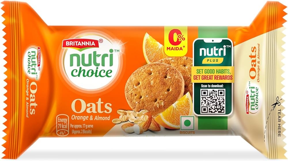 Britannia Nutrichoice orange Almond Oats Biscuits